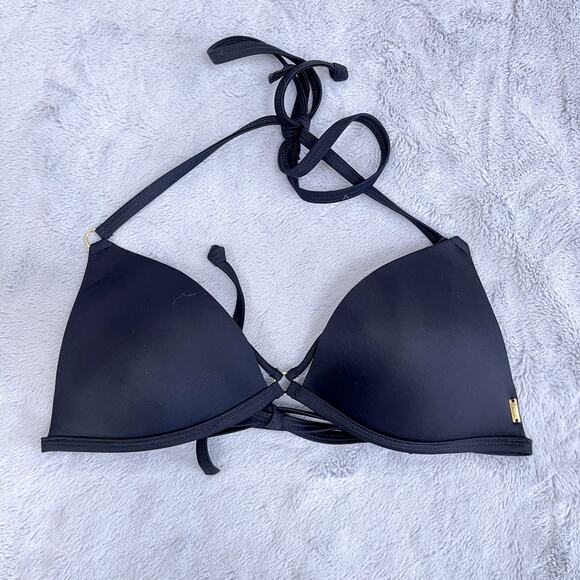 Victorias Secret Swim Strappy 2 Piece Bikini Swimsuit Black Padded Womens Medium - Picture 2 of 8